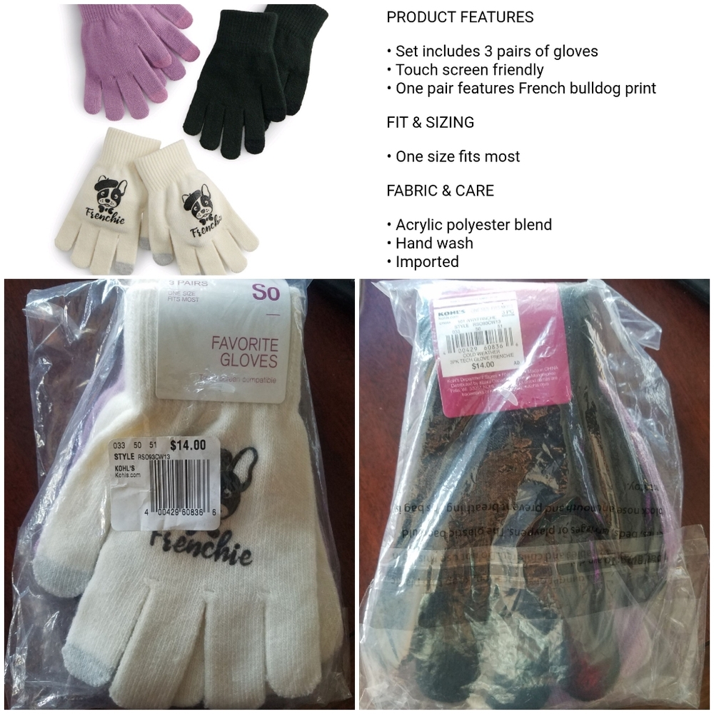 SO Favorite Gloves 3 Pair NWT